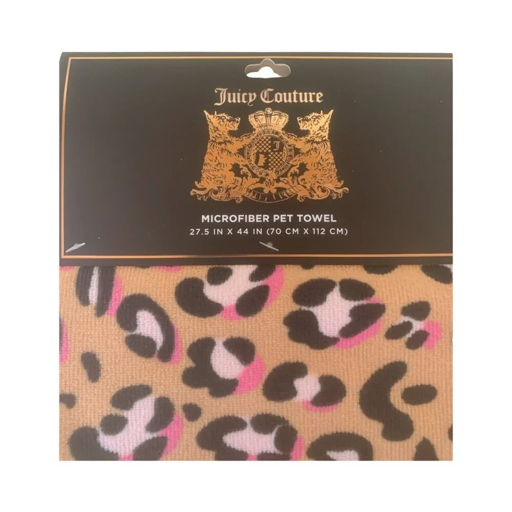 Juicy Couture Natural Leopard microfiber pet dogs cats towel (27.5 x 44 in)